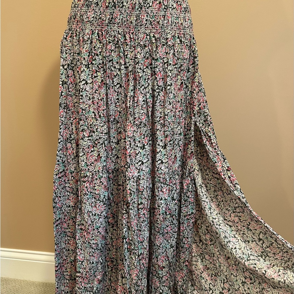 NATURAL LIFE Pink and Dark Floral Maxi Skirt